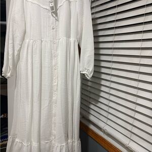 Elegant White Button-Down Dress